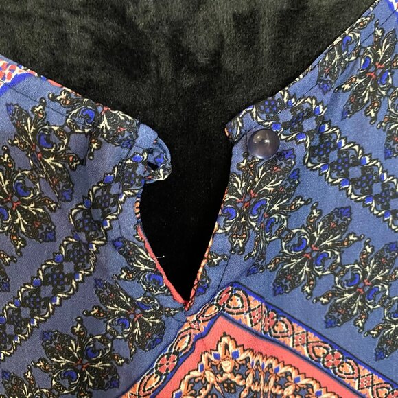 LDLA Tank Top Womens XL Sleeveless Chevron High Low Blue  Boho Indie Y2K Tribal - Picture 7 of 8